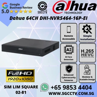 Dahua 64CH DH-NVR5464-16P-EI 4K NVR AI Smart Surveillance Recorder Supports 12MP RAID Face Detection Repair Replace Singapore