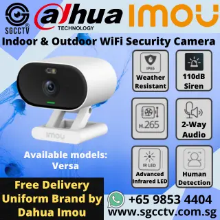 Imou WiFi IP Camera Versa Warning Light Siren 2-Way Audio IP65 H.265 CCTV Security Cameras Singapore Repair Replace NEW