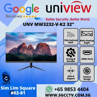 UNV MW3232-V-K2 32” FHD Monitor Large Full HD screen with HDMI VGA & BNC 24/7 CCTV Perfect for control rooms & security systems