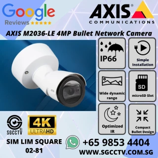AXIS M2036-LE 4MP Bullet Camera with IR WDR PoE IP66 compact design Ideal for small spaces Repair replace Singapore