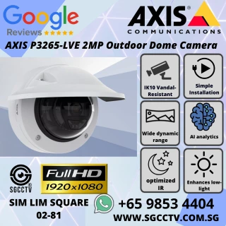 AXIS P3265-LVE 2MP Outdoor Dome Camera features AI analytics WDR IR night vision Lightfinder 2.0 IP66 IK10 repair replace Singapore