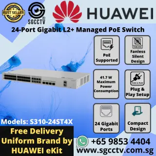 Huawei 24-Port S310-24ST4X GIGABIT 1000 Mbps High Speed Best CCTV SWITCH SINGAPORE Economy POE Switch Repair YC