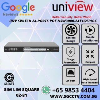 UNV SWITCH 24-PORTS POE NSW3000-24T1G1T1GC – High Power, Long-Range PoE Switch for IP Surveillance in Singapore