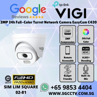 TP-Link Turret 2MP 24-Hour EasyCam C420 Human Vehicle Classification Smart Detection Built-in Mic H.265+ Economy Repair Replace Singapore HZ