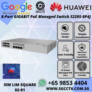 HUAWEI 8-Port Switch S220S-8P4J GIGABIT PoE Managed Switch 1000Mbps 2.5GE SFP SINGAPORE BEST CCTV Switch Economy Switch Repair & Replace NEW HZ
