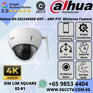 DAHUA 4MP 4X-ZOOM DH-SD22404DB-GNY Starlight WizSense PTZ Camera Construction Renovation CCTV Camera Repair Replace Singapore