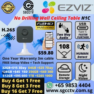 EZVIZ CS-H1c Smart Indoor Wi-Fi Camera with 1080p HD motion alerts night vision and two-way talk Ideal for baby pet or home monitoring YC