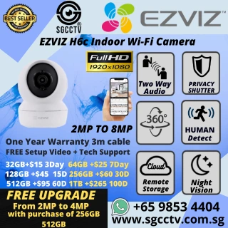 EZVIZ H6c Indoor Wi-Fi Camera with 1080p pan & tilt motion tracking night vision and two-way audio Smart control via app Ideal for home use YC