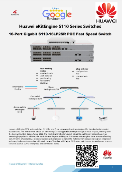 HUAWEI SWITCH 16-Port Gigabit S110-16LP2SR POE Fast Speed Switch BEST SWITCH BRAND SINGAPORE SWITCH Repair Upgrade NEW