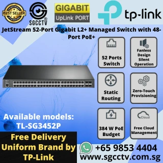 TPLink 52-Port Switch TL-SG3452P 10/100/1000 Mbps L2+ PoE Managed Switch CCTV SWITCH SINGAPORE Replace Repair NEW
