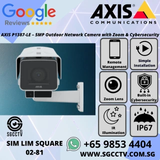AXIS Sweden P1387-LE 5MP Zoom Camera Front Heater POE IP67 IK08 Image Stabilization Built-in cybersecurity Singapore AXIS Partner