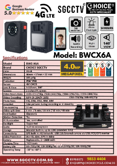SGCCTV Body Worn Camera BWCX6A 4G Sim Card REAL TIME Security Officer Police Force Army Instructors Video Evidence Security System