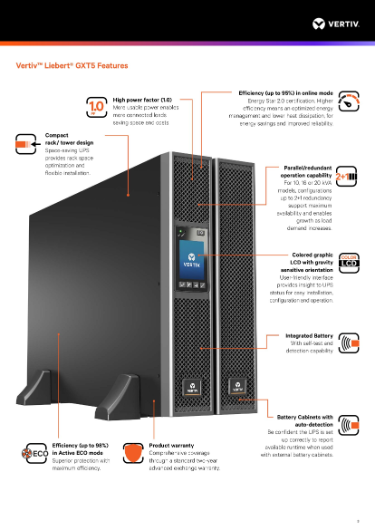 UPS LIEBERT VERTIV GXT5-6000IRT5UXLN 6KVA 10KVA GXT5-10KIRT5UXLN USA UPS Rack Tower Battery Manage Power Supply Singapore