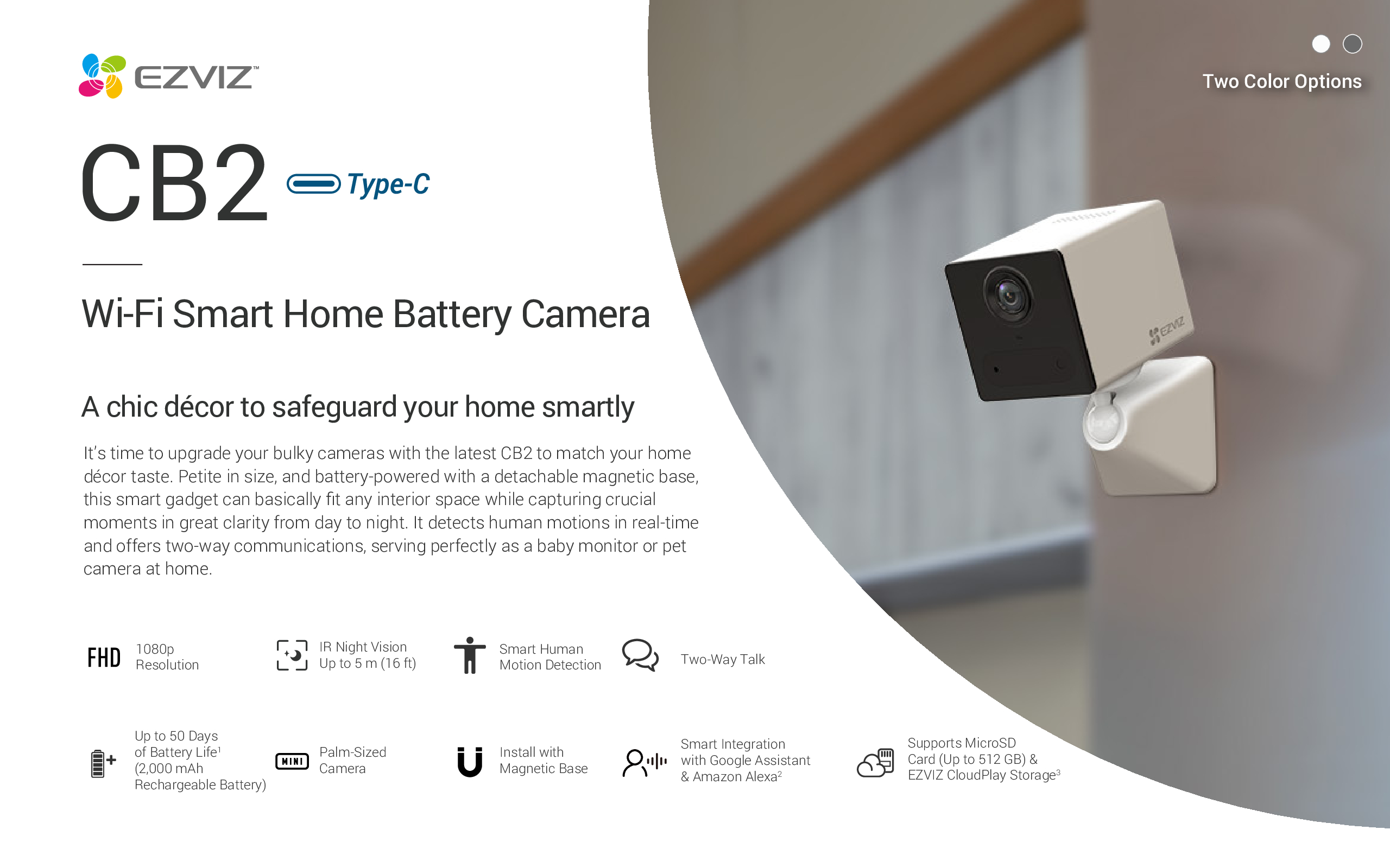 EZVIZ CB2 WIFI BATTERY Camera Two-Way Talk 50 Days Operation 2mp Full HD No drilling Magnetic SD Cloud storage Mini CCTV Camera NEW DB 9 EZVIZ CB2 WIFI BATTERY Camera Two-Way Talk 50 Days Operation 2mp Full HD No drilling Magnetic SD Cloud storage Mini CCTV Camera NEW DB - Image 9