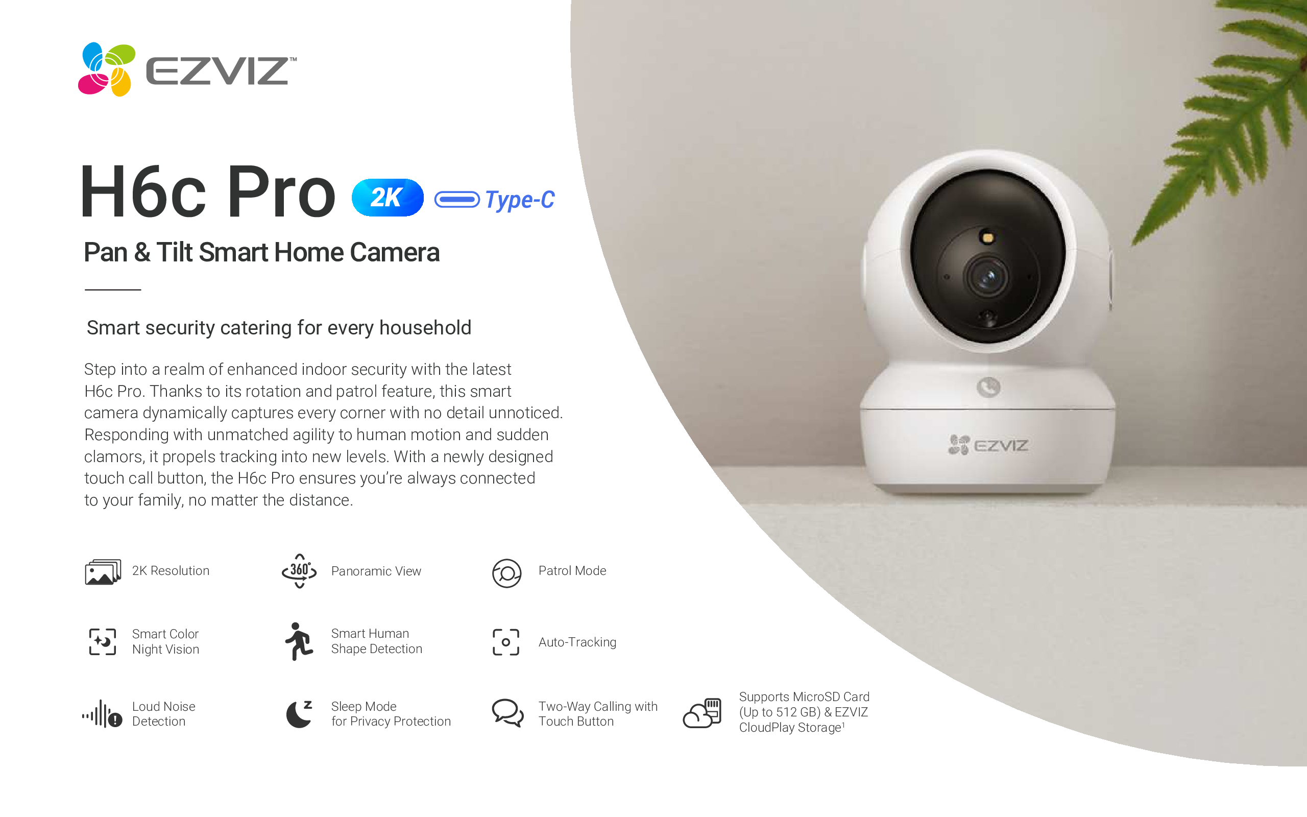 EZVIZ H6c 2K 3MP Pan & Tilt Smart Home Camera — Smart Coverage, Intelligent Security DB 6 EZVIZ H6c 2K 3MP Pan & Tilt Smart Home Camera — Smart Coverage, Intelligent Security DB - Image 6