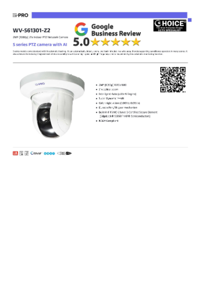 IPRO PANASONIC WV-S61301-Z2 PTZ 21x optical zoom AI engine Color night vision NDAA compliant CCTV Camera Repair Service Singapore