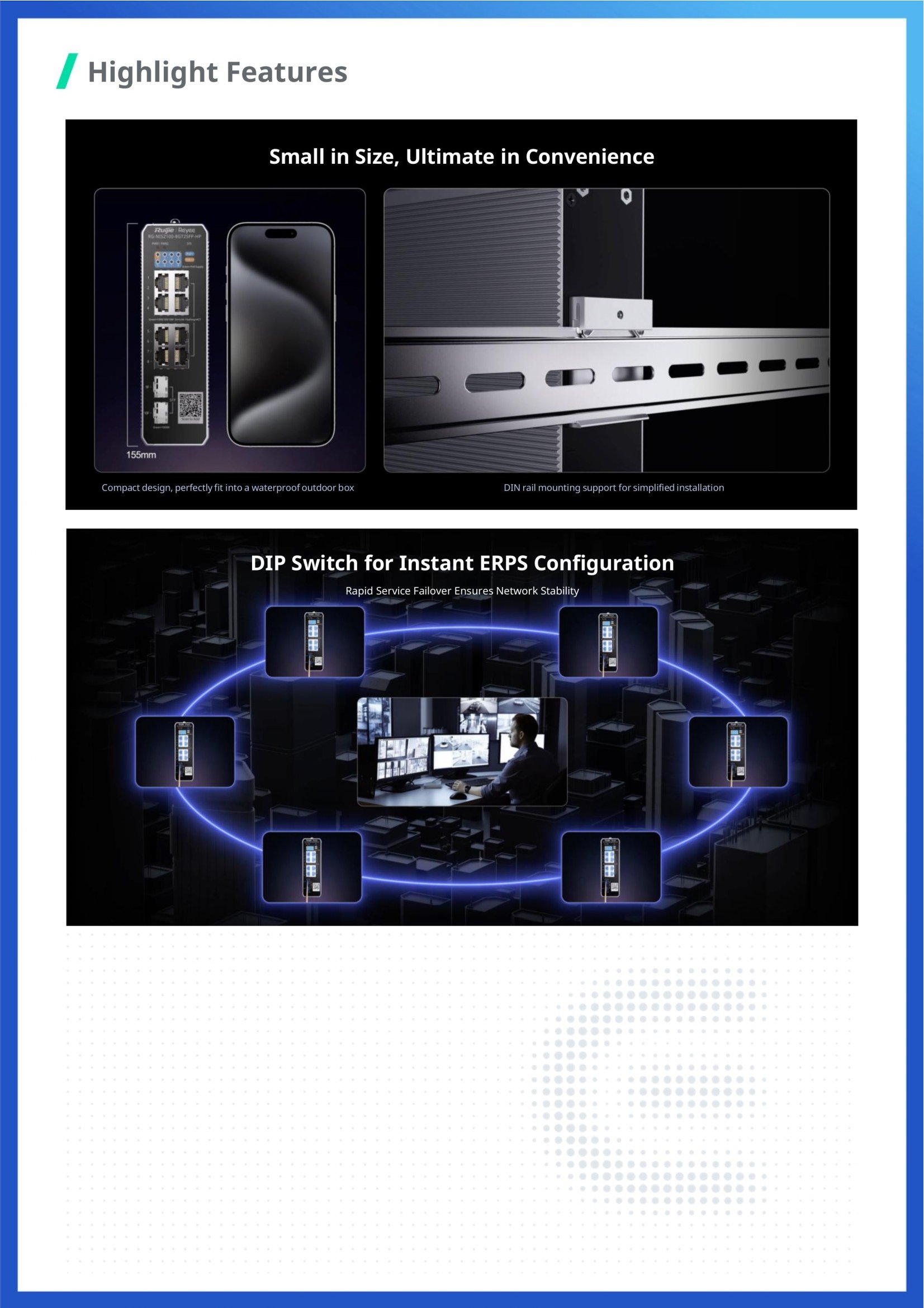 Ruijie RG-NIS2100-4GT2SFP-HP 6-Port Cloud Managed Industrial Switch – High-Performance, Reliable Networking for Industrial Environments NEW JJ 4 Ruijie RG-NIS2100-4GT2SFP-HP 6-Port Cloud Managed Industrial Switch – High-Performance, Reliable Networking for Industrial