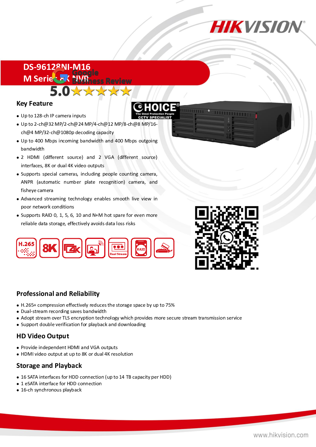 HIKVISION DS-96128NI-M16 128-ch DeepinMind NVR RAID 16-HardDisk 256TB Storage SECURITY SYSTEM Maintenance Repair Replace NEW 8 HIKVISION DS-96128NI-M16 128-ch DeepinMind NVR RAID 16-HardDisk 256TB Storage SECURITY SYSTEM Maintenance Repair Replace NEW - Image 8