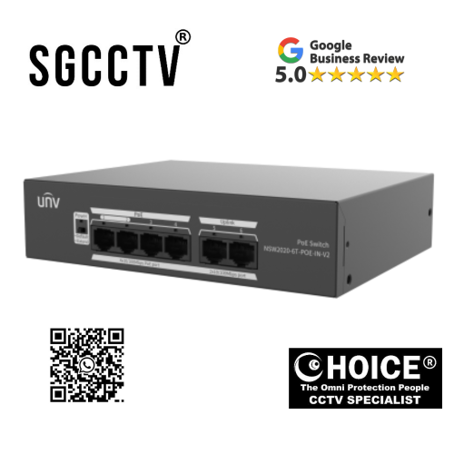UNV UNIVIEW NVR508-E-R Series Network Video Recorder 32/64/128-channel input Support N+1 Hot spare Redundant power supply optional NEW DB 3 UNV UNIVIEWNSW2020-6T-POE-IN-V2 Unmanaged Ethernet Switch(PoE) Support port traffic control Support buffer optimization NEW