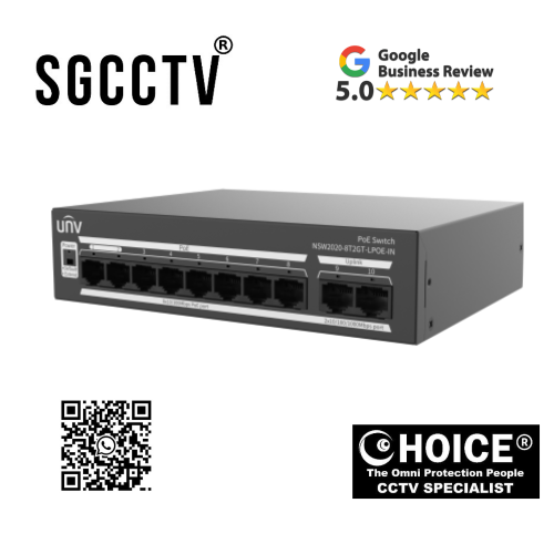 UNV UNIVIEW UNV UNIVIEW NSW2020-8T2GT-LPOE-IN 10-PORT POE SWITCH Support port traffic control Up to 250m transmission distance NEW