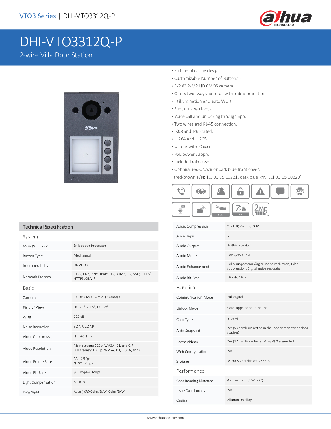 Video Intercom DHI-VTO3312Q-P DAHUA Wire Hybrid solution NEW JJ 3 Video Intercom DHI-VTO3312Q-P DAHUA Wire Hybrid solution NEW JJ - Image 3