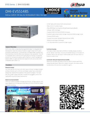 DAHUA DHI-EVS5148S 320CH 48-bay 6U Embedded Video Storage Security System Singapore DAHUA RECORDER Repair Replace Upgrade