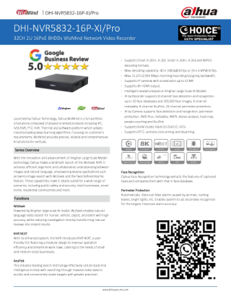 DAHUA NVR5832-16P-XI/Pro 32CH 16PoE 8HDDs WizMind Network Video Recorder AcuPick AI video search WizSeek AI Language video search