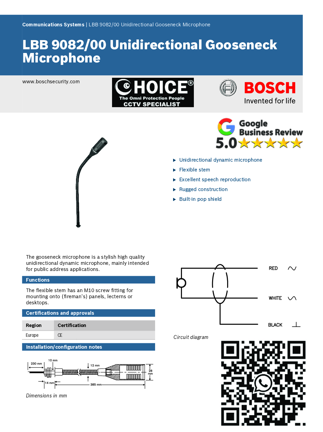 BOSCH LBB 9082-00 Gooseneck Microphone Public Address Applications Unidirectional Omnidirectional Gooseneck Microphone Singapore 11 BOSCH LBB 9082-00 Gooseneck Microphone Public Address Applications Unidirectional Omnidirectional Gooseneck Microphone Singapore - Image 11