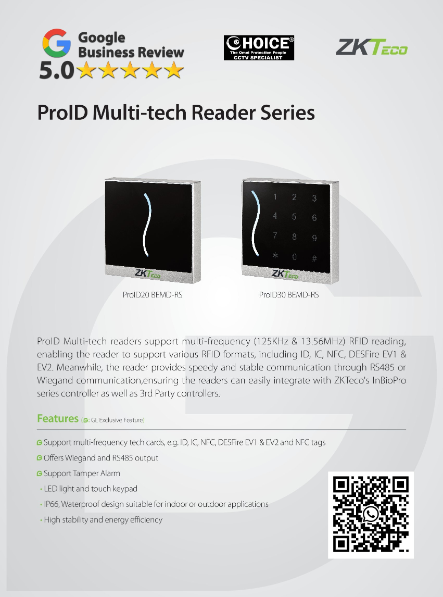 ZKTECO ProID ProID20 BEMD-RS Multi-tech Reader Barrier Gate APP smart control Car Park Management Software Attendance Singapore