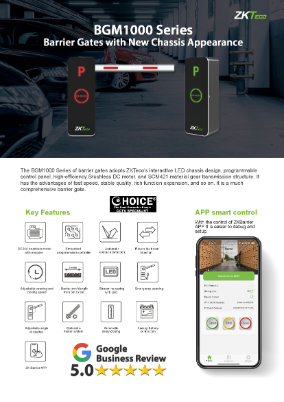 ZKTeco BGM1045 Smart Barrier BGM1000 Series Barrier Gate APP smart control Car Park Management Software Attendance Singapore