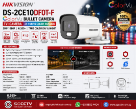 HIKVISION DS-2CE10DF0T-F ColorVu BULLET Camera TVI Camera 24hours Color H.265+ 2MP 1080P Hik-Connect ivms4200 ivms4500