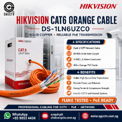 HIKVSION CAT6 ORANGE DS-1LN6UZC0 UUTP Cat6 PVC 24AWG Cable Solid-Bare Copper Security system installation CCTV Security Camera 1 HIKVSION CAT6 ORANGE DS-1LN6UZC0 UUTP Cat6 PVC 24AWG Cable Solid-Bare Copper Security system installation CCTV Security Camera