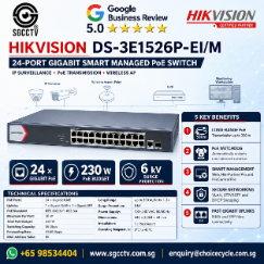 HIKVISION DS-3E1526P-EI/M Singapore Managed PoE Switch 24-Port Gigabit Surge Protection PoE transmission IP surveillance POE AP 1 HIKVISION DS-3E1526P-EI/M Singapore Managed PoE Switch 24-Port Gigabit Surge Protection PoE transmission IP surveillance POE AP